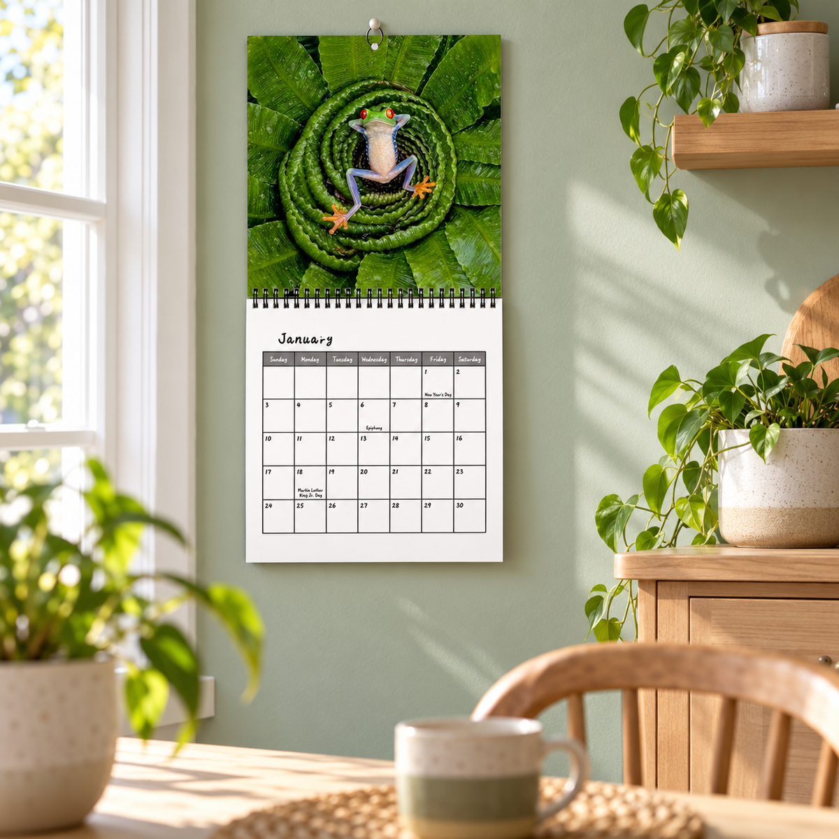 🐸 2027 Funny Frog Wall Calendar, 12-Month Spiral Planner With Notes