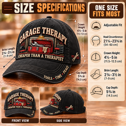 🔧 Garage Therapy Mechanic Humor Baseball Cap