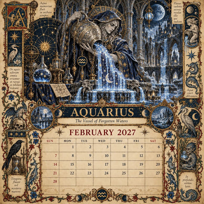 🔮 2027 Zodiac Grimoire Desk Calendar | 12 Medieval-Inspired Zodiac Artworks for Astrology & Gothic Art Lovers ✨
