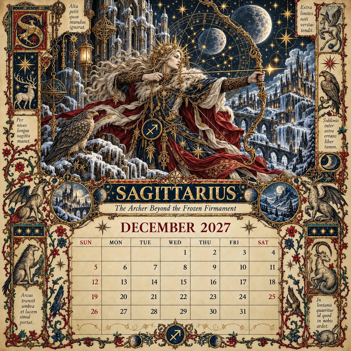 🔮 2027 Zodiac Grimoire Desk Calendar | 12 Medieval-Inspired Zodiac Artworks for Astrology & Gothic Art Lovers ✨