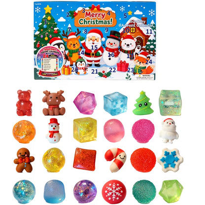 🎄🎁 24-Day Squishy Fidget Toy Advent Calendar – 24 Christmas Squeeze Toy Surprises for Kids 🧸✨