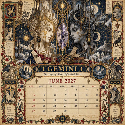 🔮 2027 Zodiac Grimoire Desk Calendar | 12 Medieval-Inspired Zodiac Artworks for Astrology & Gothic Art Lovers ✨