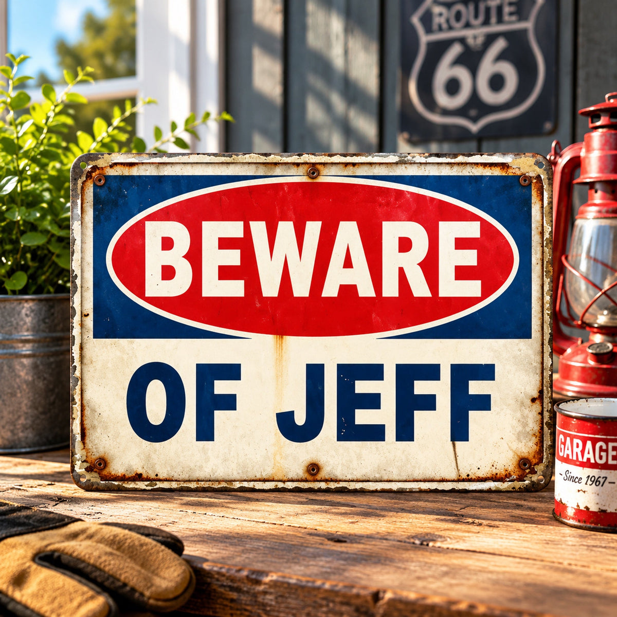 ⚠️😂 Beware of Jeff Metal Sign – Funny Vintage Garage Warning Sign 🔩🛠️